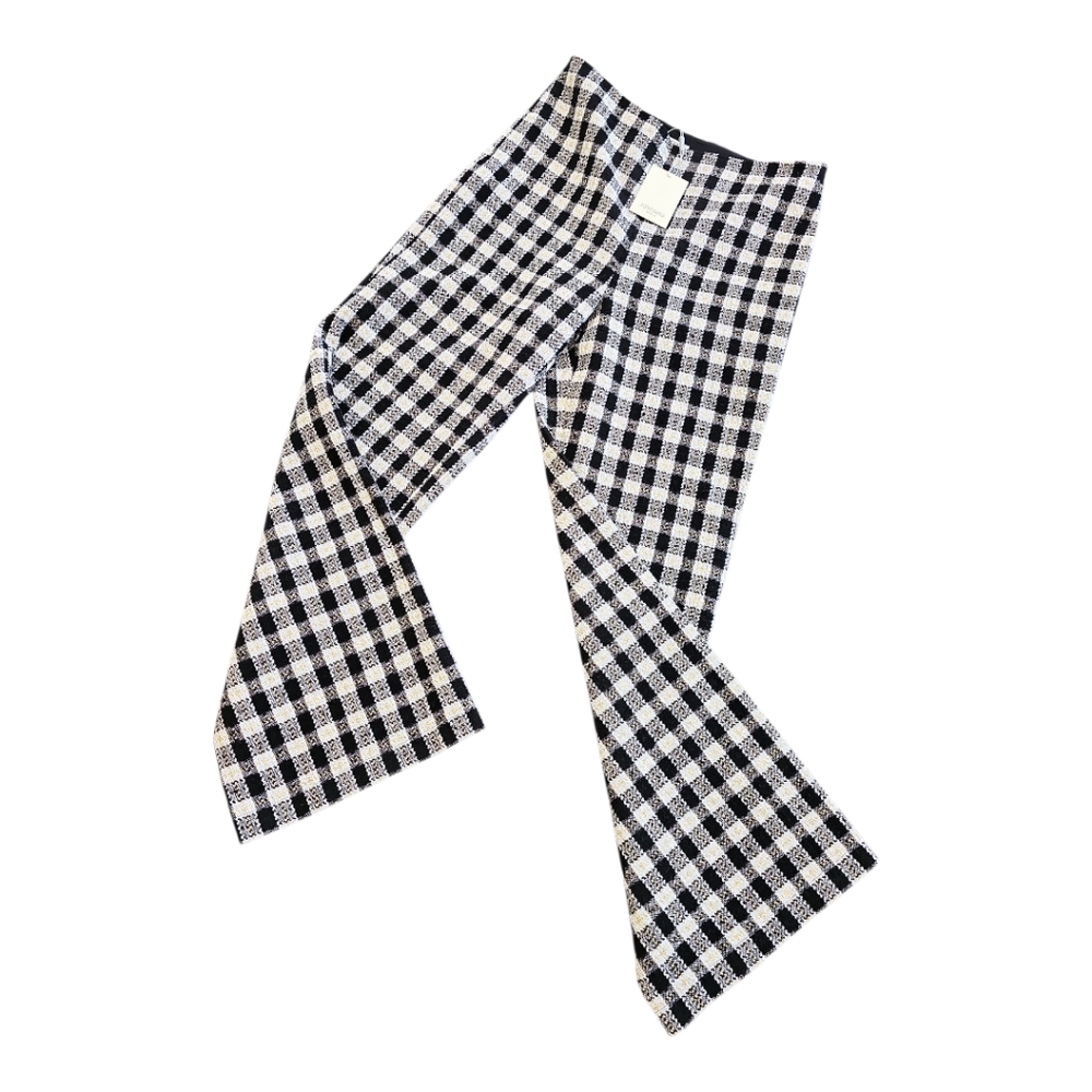 Jovonna London "Natali Check" Plaid Metallic Thread Trousers/Pants L NWT